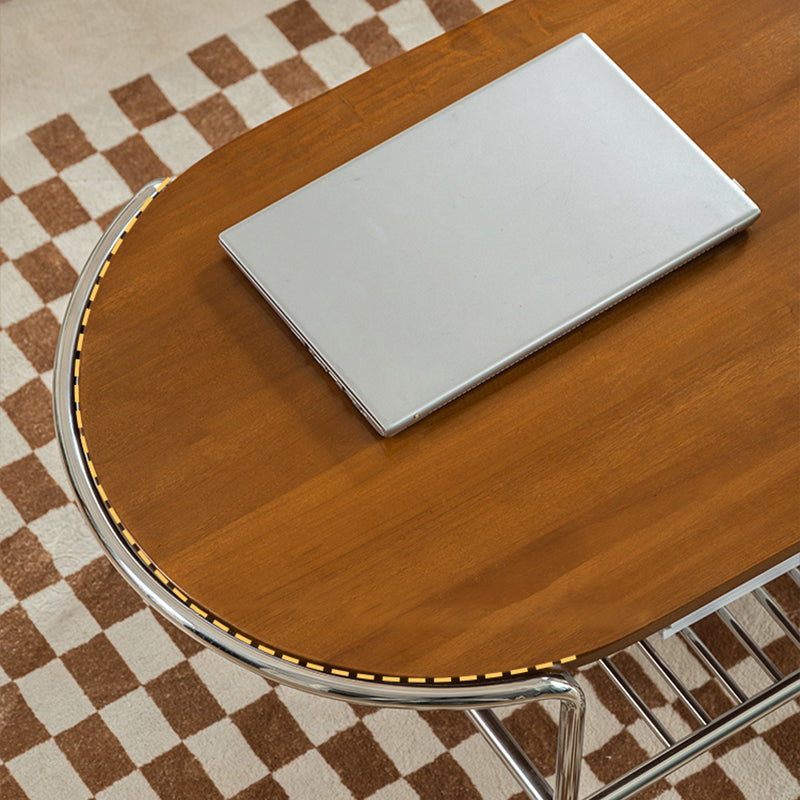 Modern Frame Coffee Table Black Wood Coffee Cocktail Table with Shelf