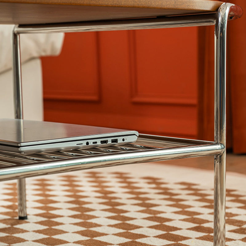 Modern Frame Coffee Table Black Wood Coffee Cocktail Table with Shelf