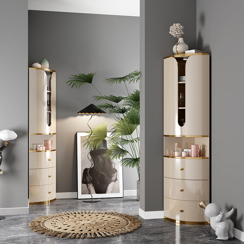 Scandinavian Bombe Accent Cabinet Solid Wood Side Cabinet in White