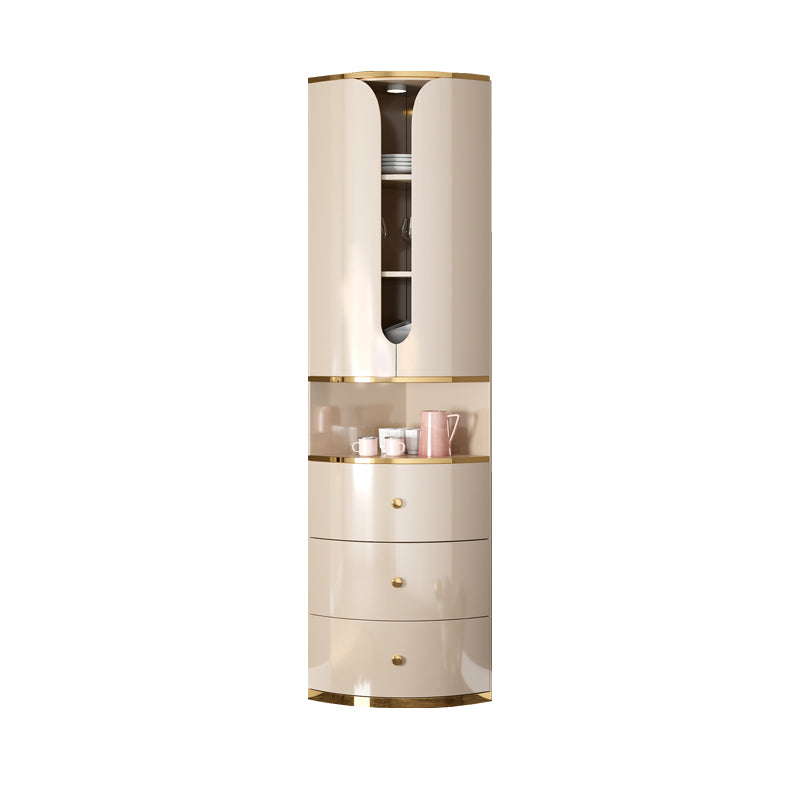 Scandinavian Bombe Accent Cabinet Solid Wood Side Cabinet in White