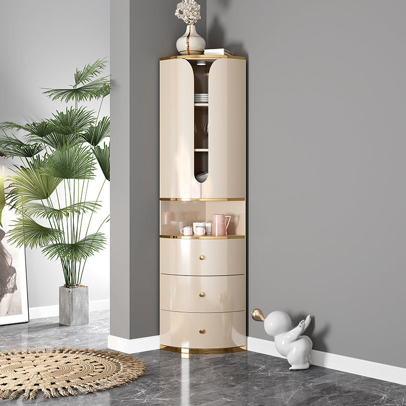 Scandinavian Bombe Accent Cabinet Solid Wood Side Cabinet in White