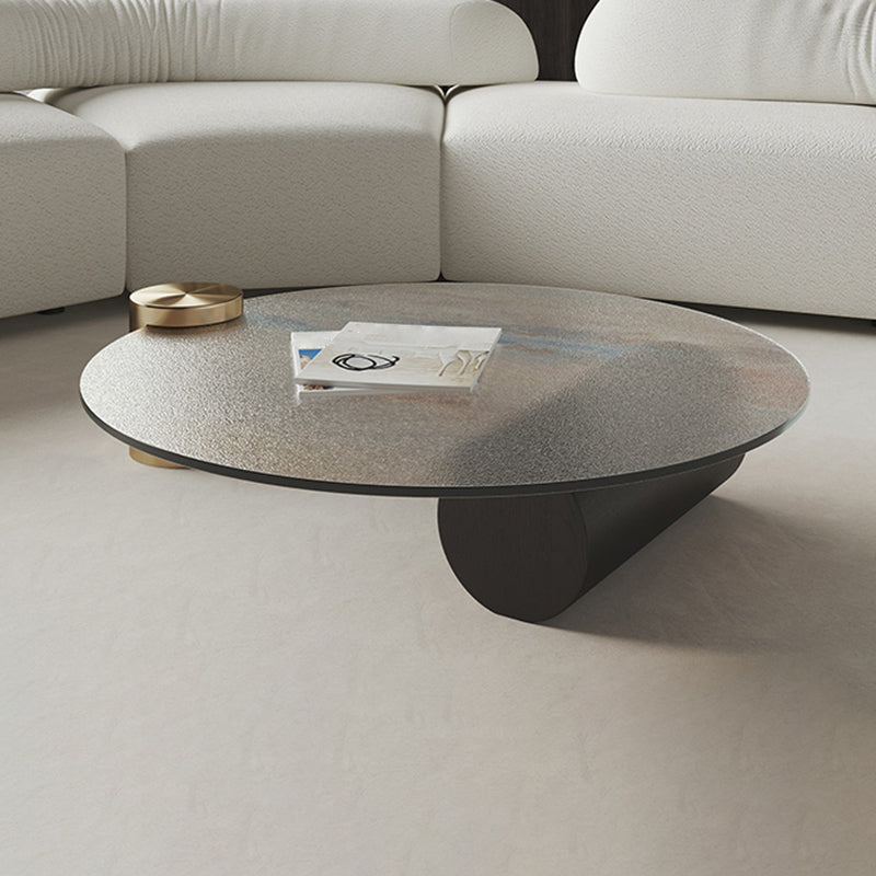 Round Glass Coffee Table 2 Legs Tropical Single Coffee Table