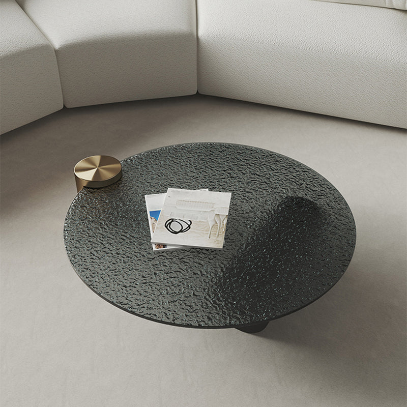 Round Glass Coffee Table 2 Legs Tropical Single Coffee Table