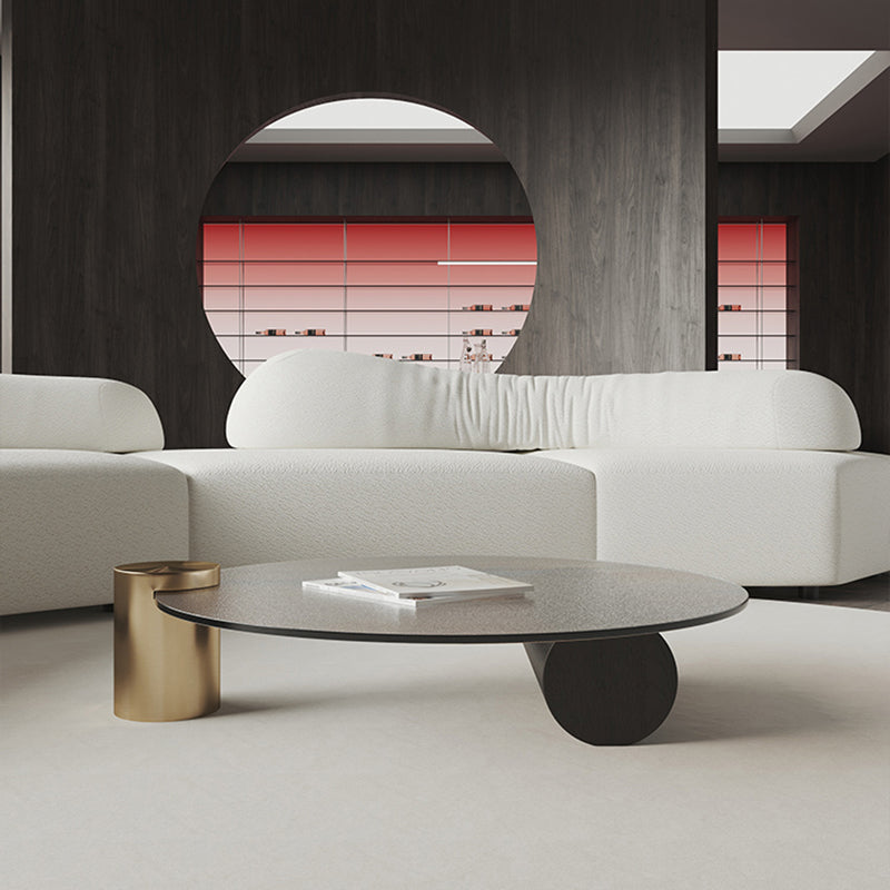 Round Glass Coffee Table 2 Legs Tropical Single Coffee Table