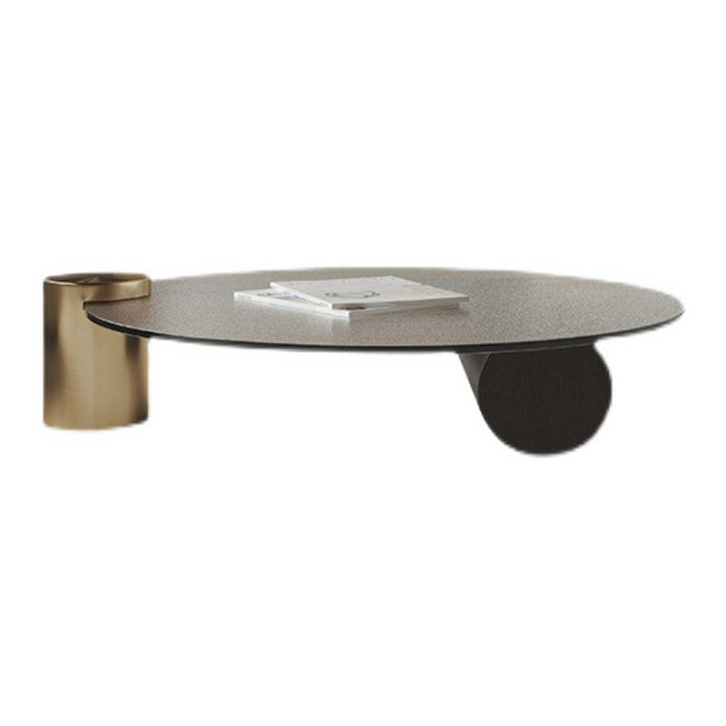 Round Glass Coffee Table 2 Legs Tropical Single Coffee Table
