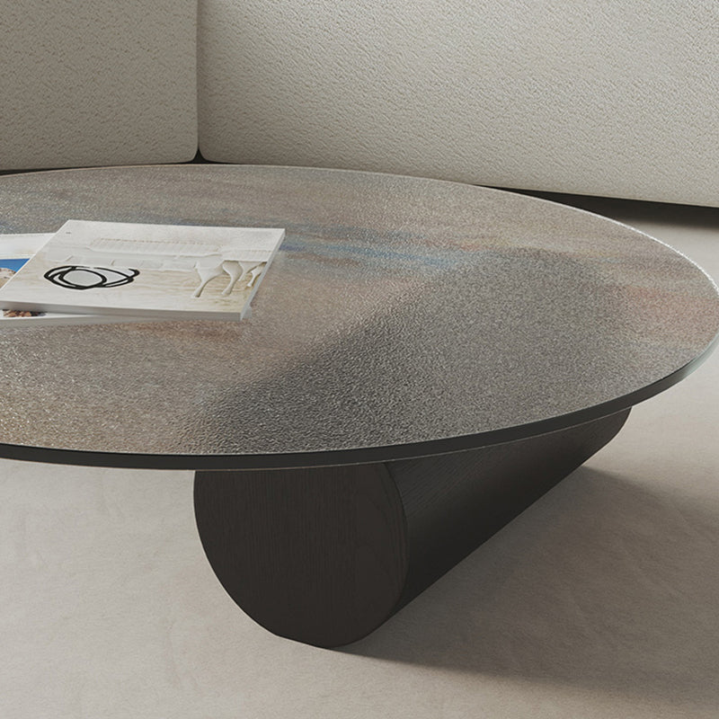 Round Glass Coffee Table 2 Legs Tropical Single Coffee Table