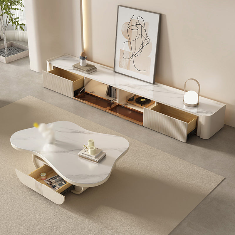 Modern Coffee Table Free Form Single Coffee Table with Storage Drawers