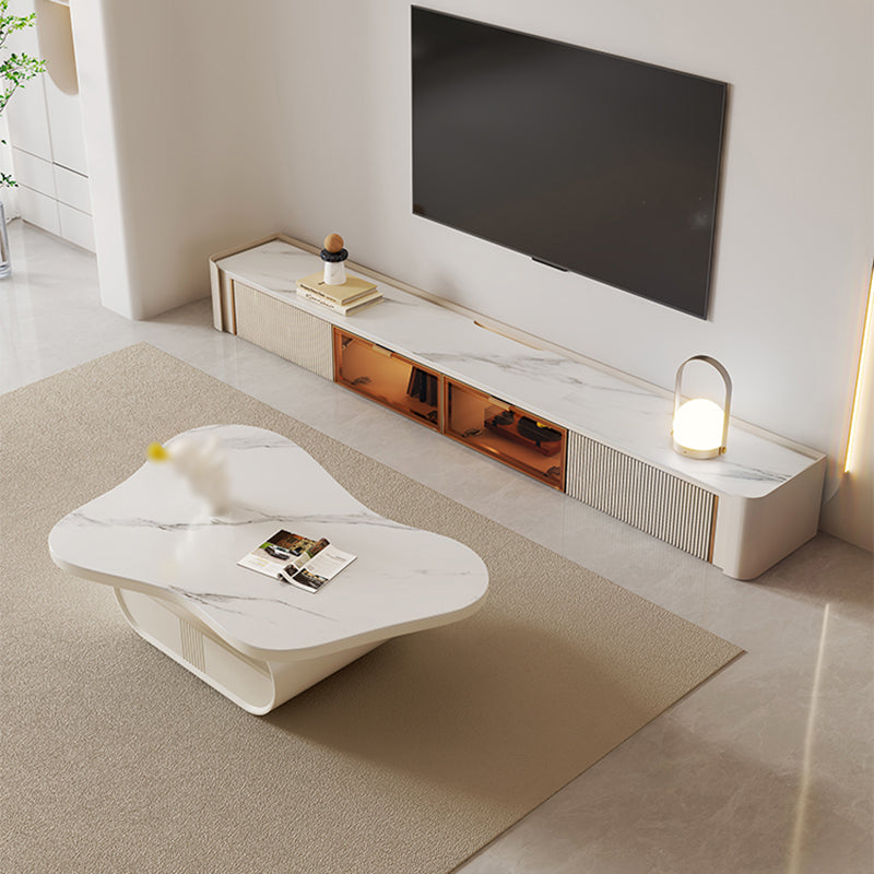Modern Coffee Table Free Form Single Coffee Table with Storage Drawers