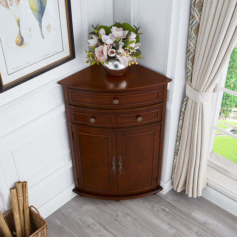 Mid-Century Modern Home Paned Cabinet Solid Wood Corner Side Cabinet