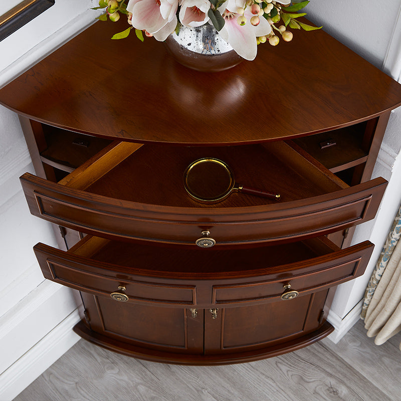 Mid-Century Modern Home Paned Cabinet Solid Wood Corner Side Cabinet