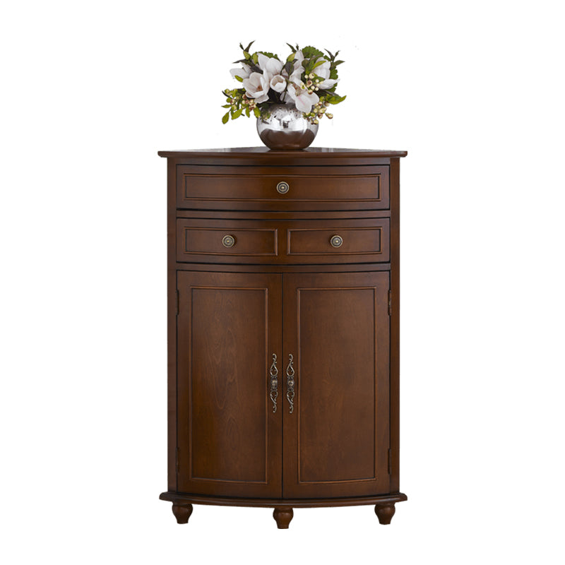 Mid-Century Modern Home Paned Cabinet Solid Wood Corner Side Cabinet