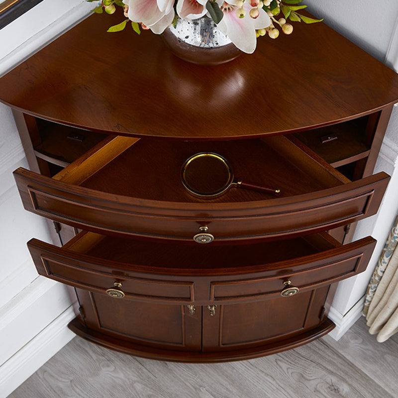 Mid-Century Modern Home Paned Cabinet Solid Wood Corner Side Cabinet