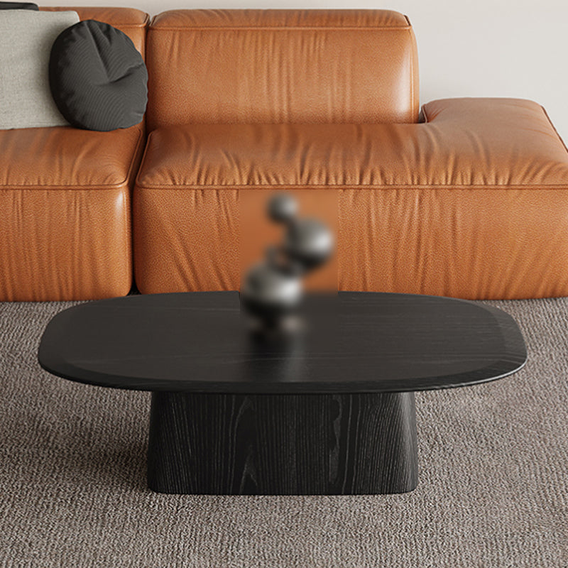 Pedestal Coffee Table Black Solid Wood Coffee Cocktail Table