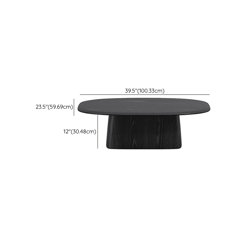 Pedestal Coffee Table Black Solid Wood Coffee Cocktail Table