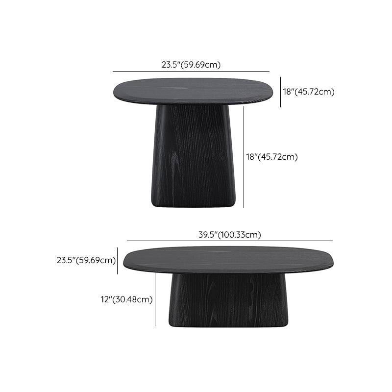 Pedestal Coffee Table Black Solid Wood Coffee Cocktail Table