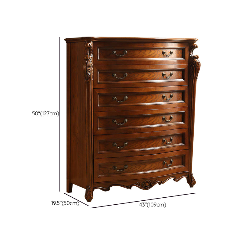 Dark Brown Mid-Century Modern Chest Pine Wood Drawer Knobs Rectangle Accent Chest