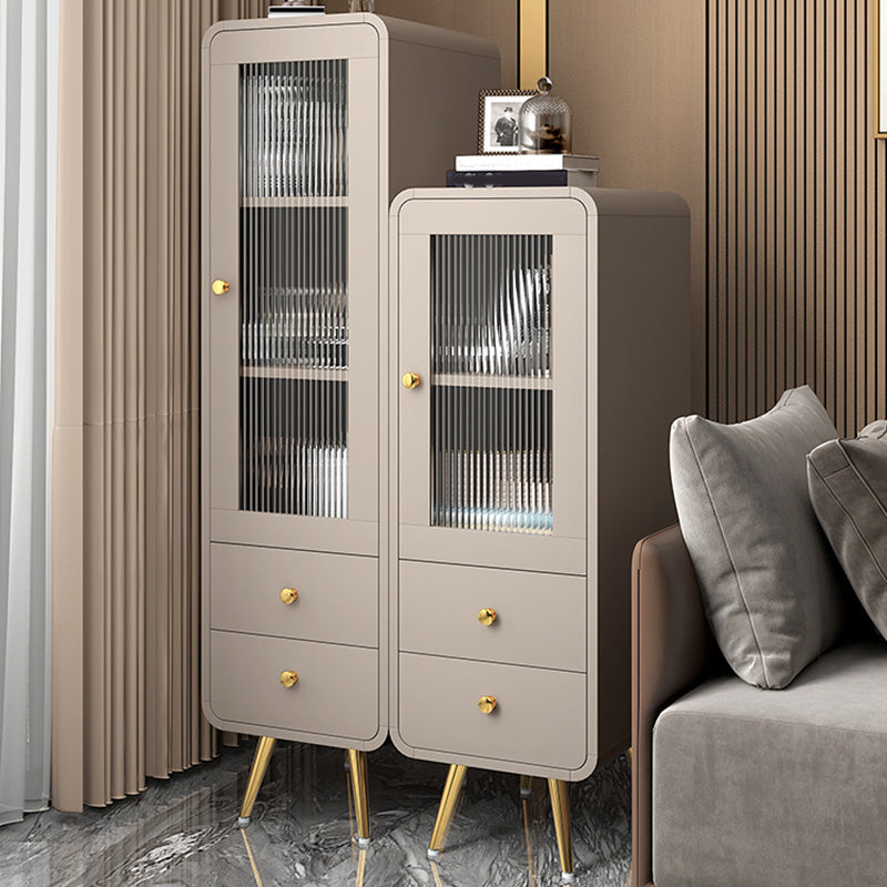 Modern 15.7" W Square Cabinet 1 Glass Door Side Cabinet with 2 Drawers