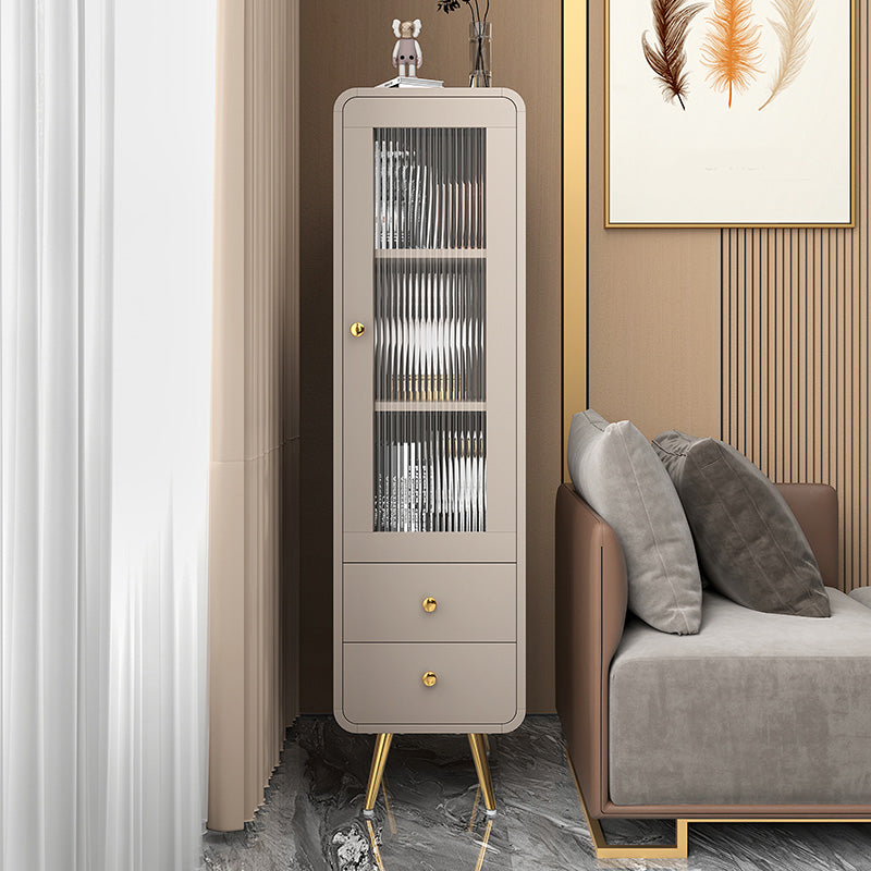 Modern 15.7" W Square Cabinet 1 Glass Door Side Cabinet with 2 Drawers