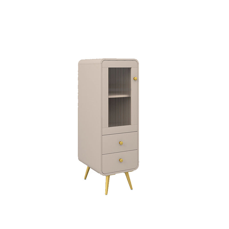 Modern 15.7" W Square Cabinet 1 Glass Door Side Cabinet with 2 Drawers
