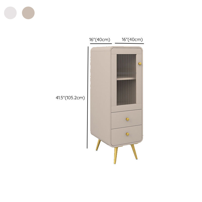 Modern 15.7" W Square Cabinet 1 Glass Door Side Cabinet with 2 Drawers