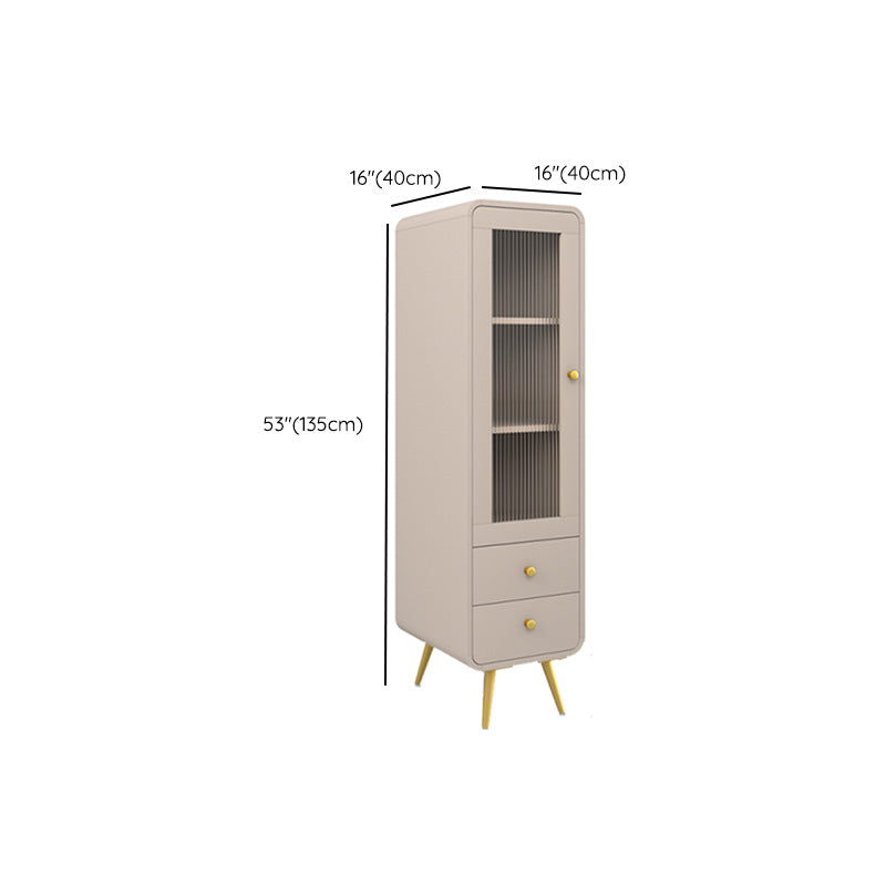 Modern 15.7" W Square Cabinet 1 Glass Door Side Cabinet with 2 Drawers