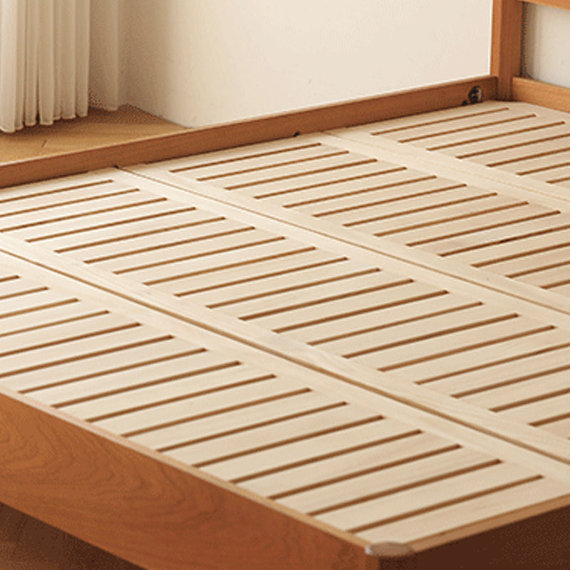 Contemporary Standard Bed Cherry Solid Color Bed Frame With Custom Gold Legs