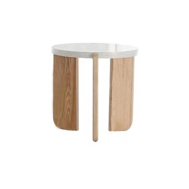 Solid Wood 3 Legs Coffee Table Modern 1 Single Terrazzo Cocktail Table