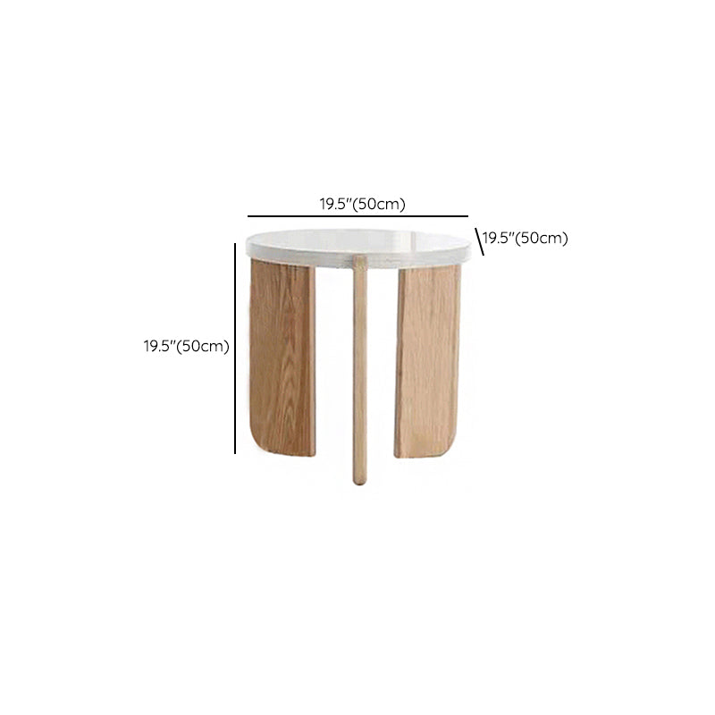 Solid Wood 3 Legs Coffee Table Modern 1 Single Terrazzo Cocktail Table