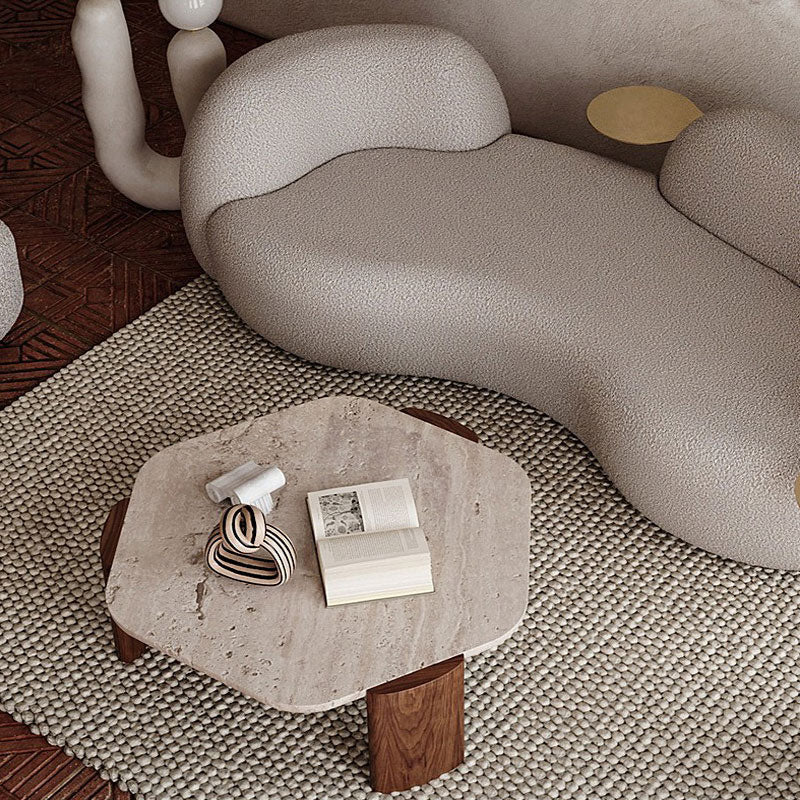 Contemporary Coffee Table Single Stone Coffee Cocktail Table