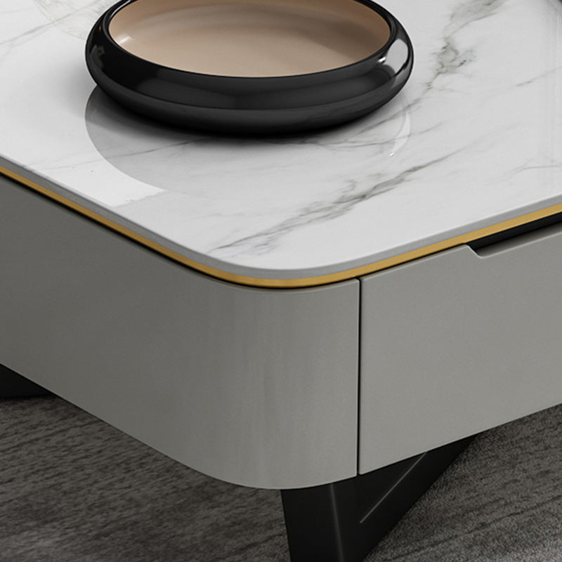 Slate and Marble Coffee Table Rectangle Modern Single Coffee Table with 4 Drawers