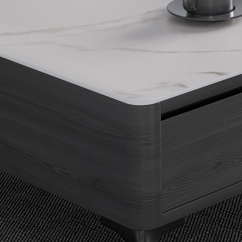 Slate Rectangle Modern Coffee Table 4 Legs Single Coffee Table with 4 Drawers