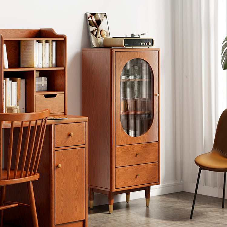 Modern Two Drawer Accent Cabinet Rectangular Wooden and Glass 1-Door Cabinet