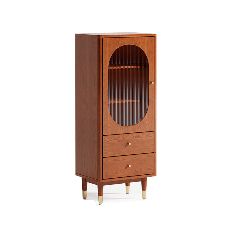 Modern Two Drawer Accent Cabinet Rectangular Wooden and Glass 1-Door Cabinet