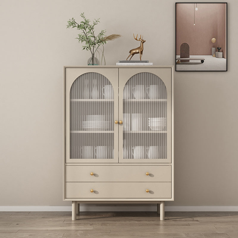 Contemporary Solid Wood Accent Cabinet Beige 2/4-Drawer Chest with Rattan Accent