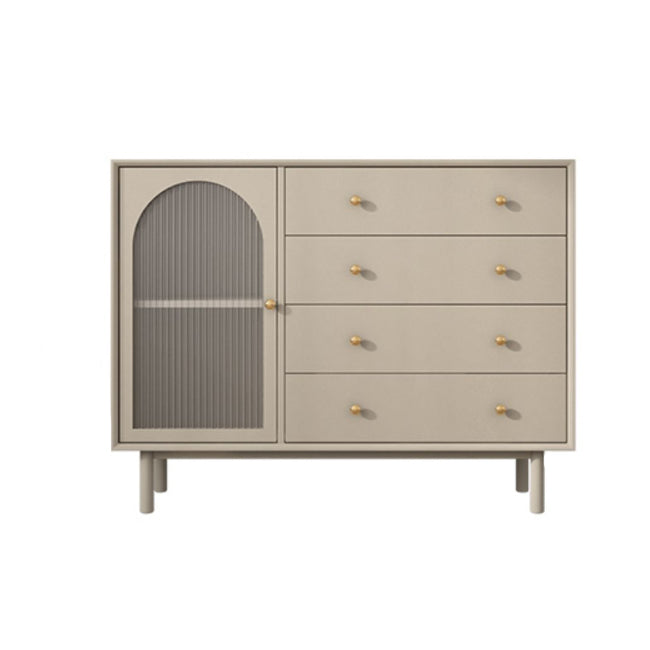 Contemporary Solid Wood Accent Cabinet Beige 2/4-Drawer Chest with Rattan Accent