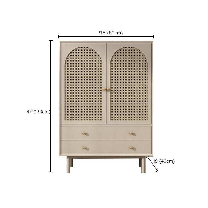 Contemporary Solid Wood Accent Cabinet Beige 2/4-Drawer Chest with Rattan Accent