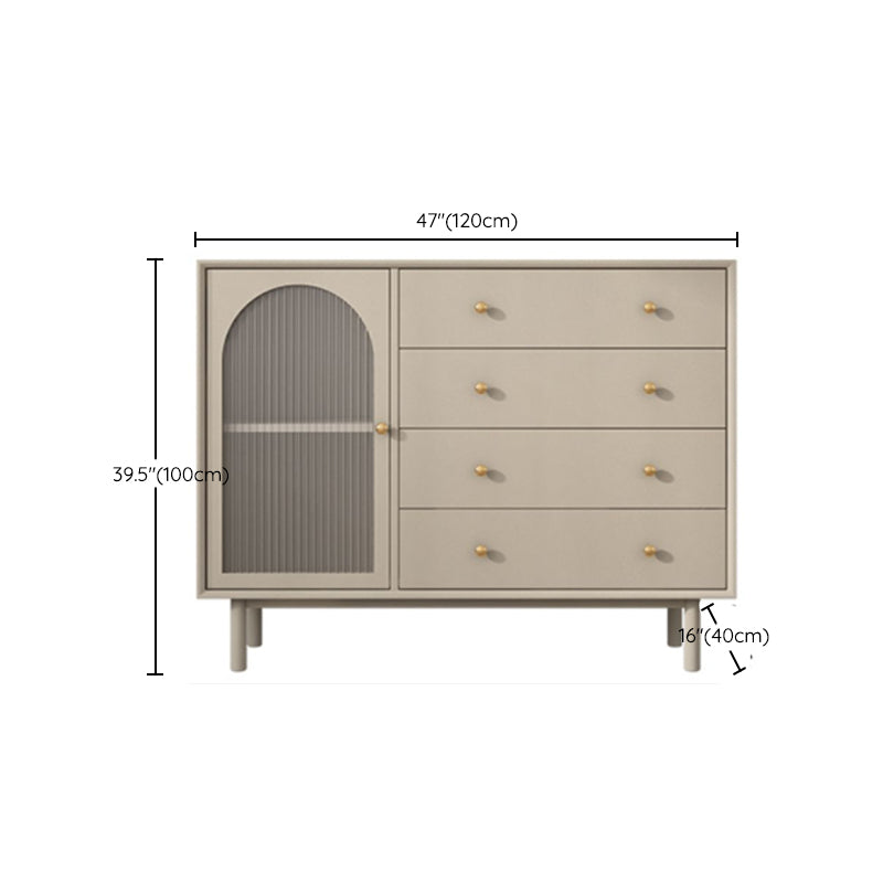 Contemporary Solid Wood Accent Cabinet Beige 2/4-Drawer Chest with Rattan Accent