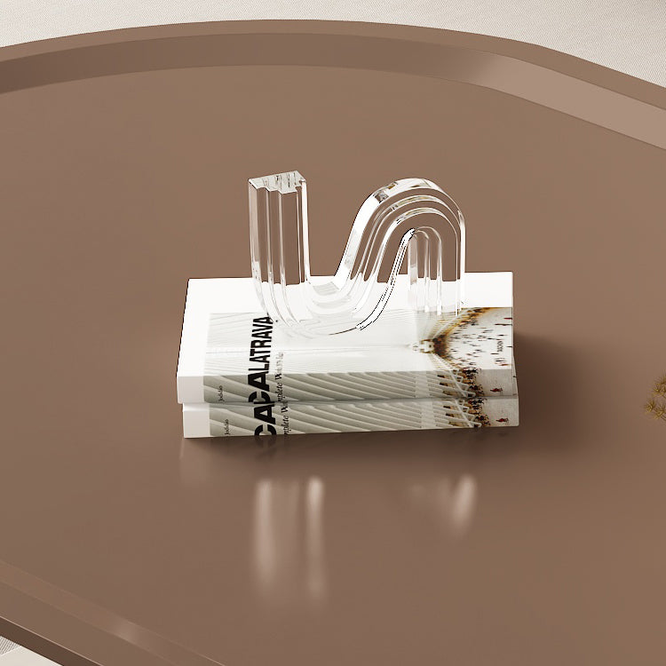 Brown Elliptical Coffee Table 15.7" H 1-Shelf & 1-Drawer Cocktail Table with Acrylic Legs