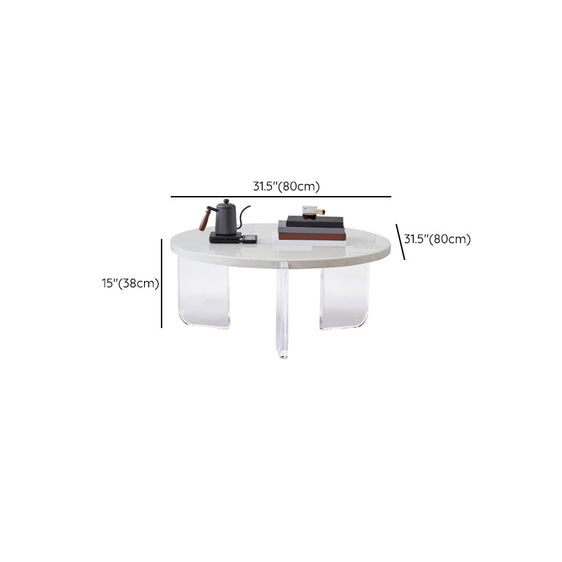 Contemporary Round Terrazzo Coffee Table in White Acrylic Legs 1 Single Cocktail Table