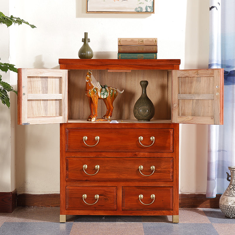 Minimalistic Brown/Wood Accent Chest with Drawers and Wooden Legs