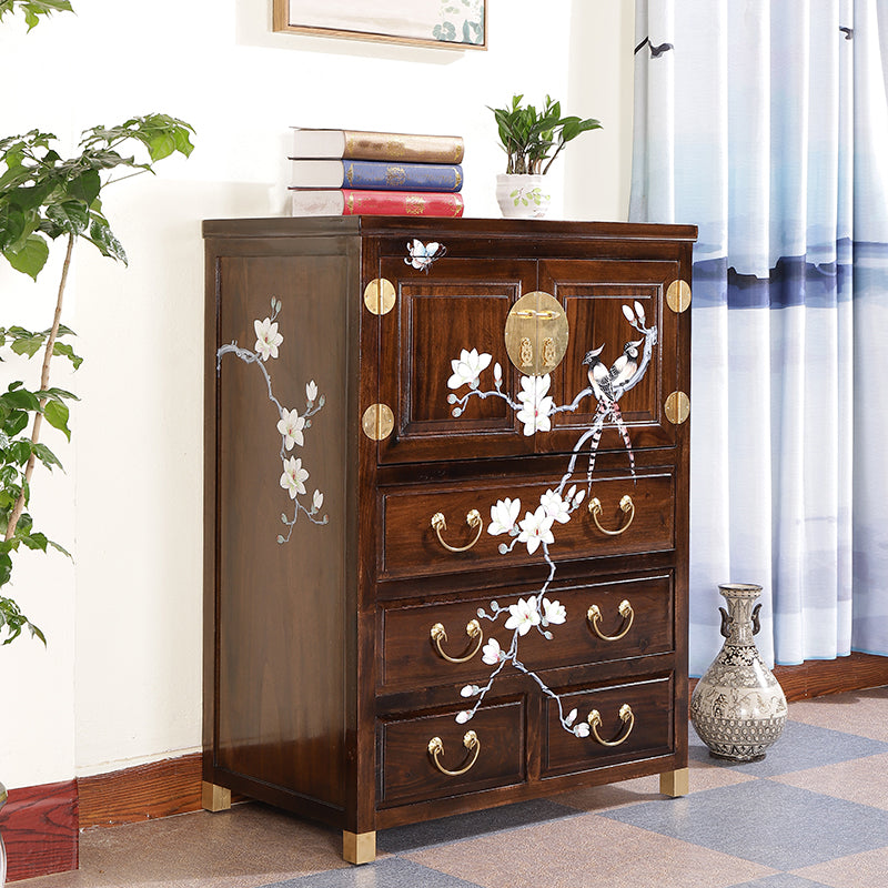 Minimalistic Brown/Wood Accent Chest with Drawers and Wooden Legs