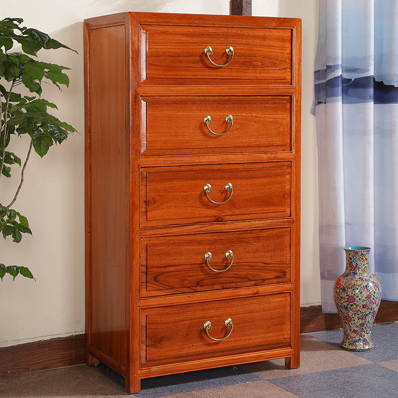 Minimalistic Brown/Wood Accent Chest with Drawers and Wooden Legs