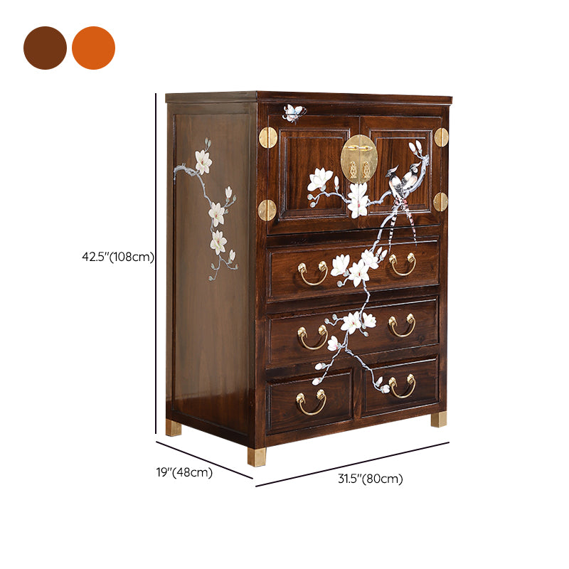 Minimalistic Brown/Wood Accent Chest with Drawers and Wooden Legs