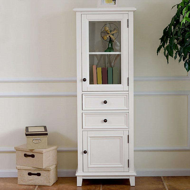 Contemporary Solid Wood Side Cabinet 2-Door and 2-Drawer Water Resistant Chest in White