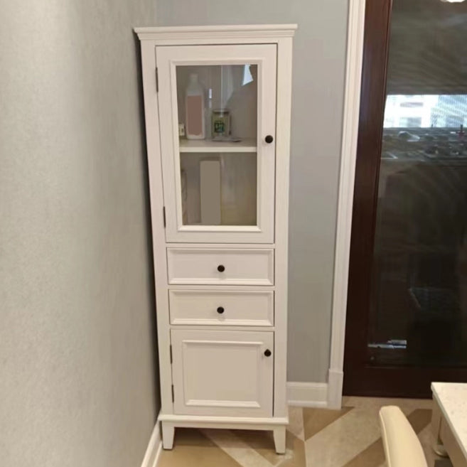 Contemporary Solid Wood Side Cabinet 2-Door and 2-Drawer Water Resistant Chest in White