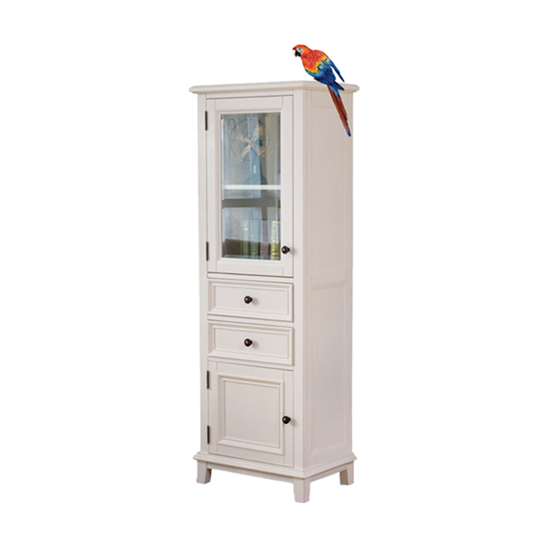 Contemporary Solid Wood Side Cabinet 2-Door and 2-Drawer Water Resistant Chest in White