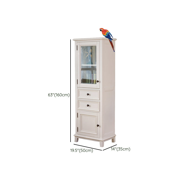 Contemporary Solid Wood Side Cabinet 2-Door and 2-Drawer Water Resistant Chest in White