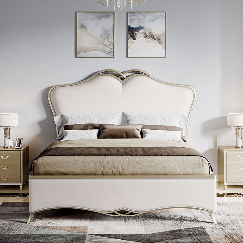 Modern Upholstered Headboard Standard Bed Adjustable Height with Legs