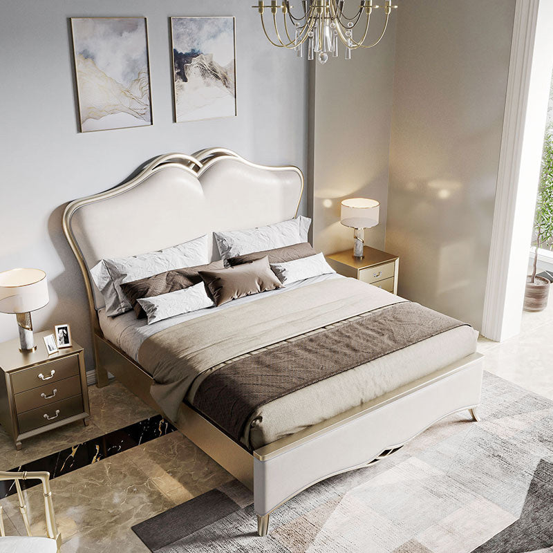 Modern Upholstered Headboard Standard Bed Adjustable Height with Legs