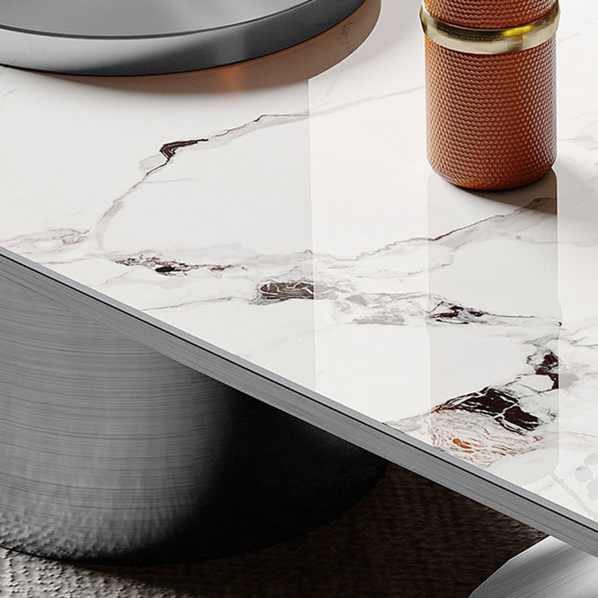 Glam Slate Cocktail Table Stainless Steel Abstract Coffee Table